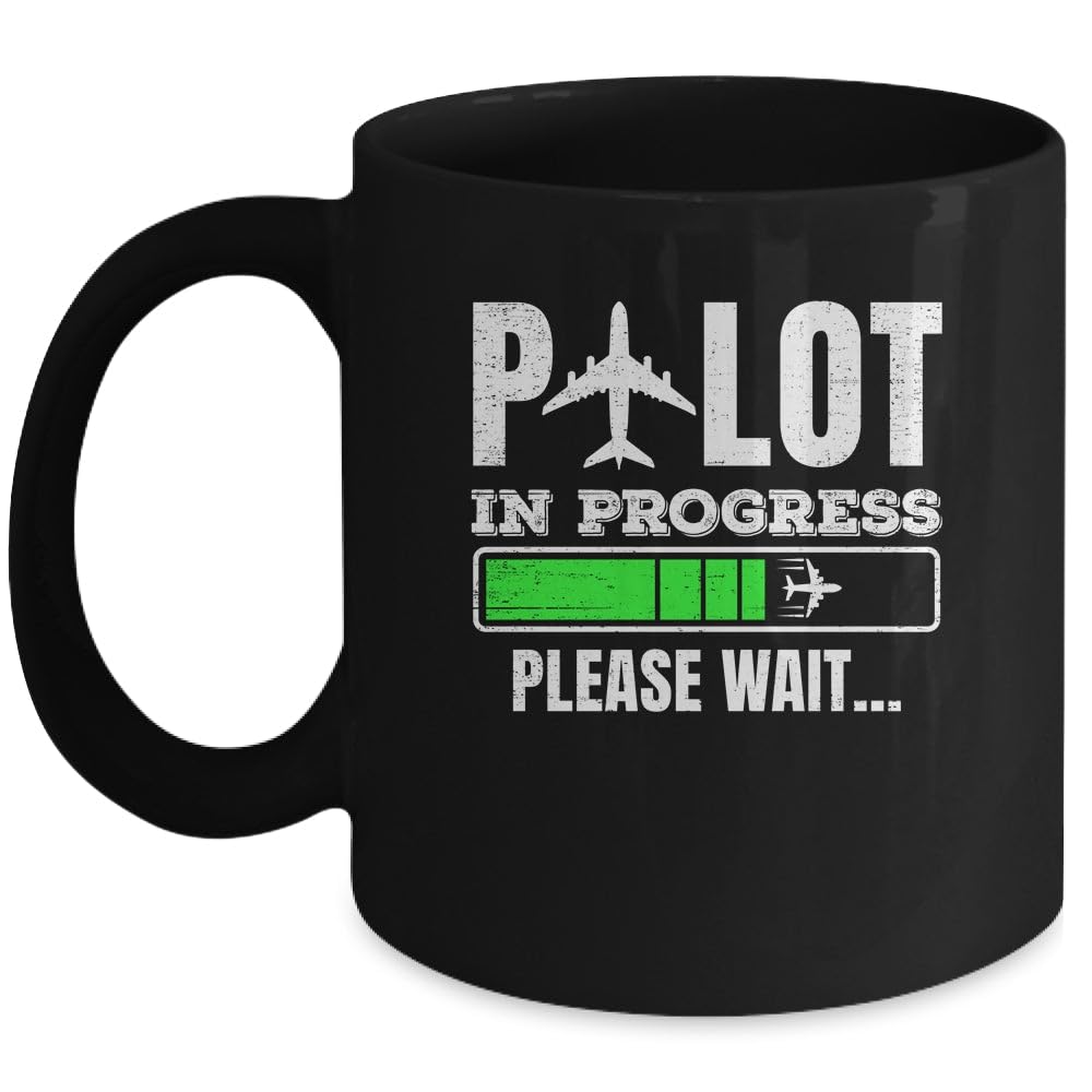 SKY DOT Funny Pilot in Progress Funny Future Pilot Aviation Airplane Tea/Coffee Mug 11oz Tea/Coffee Mug Black