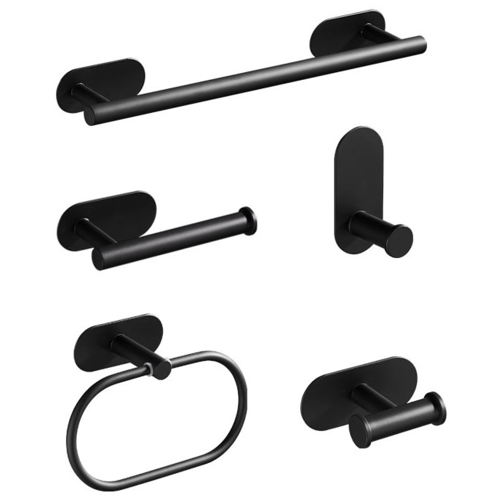 Toallero De Aro Negro Sin Taladrar para Baño Y Cocina, Base Redonda, 40 Cm.(40 Cm)