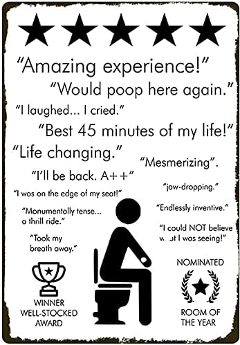 Fun bathroom walls decorated tin signs Amazing Experience Would Here Again 8×12 inches toilet timer for men gag gift