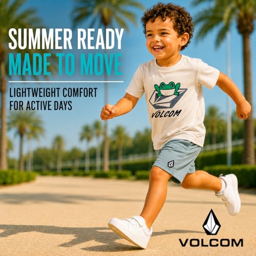 Image of Volcom Toddler Baby Boy Shorts Set - 2 Piece Short Sleeve Graphic Tees and Shorts Infant Toddler Little Boys Summer Outfits
