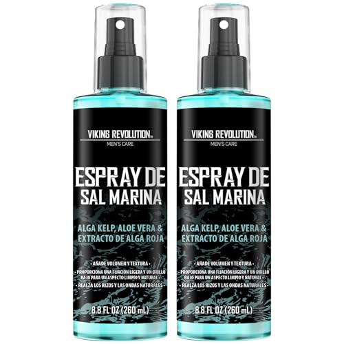 Viking Revolution - Sea Salt Spray Hair Men - Spray de Sal Marina para Hombres - SPray de Sal con Algas, Aloe Vera y Alga Roja - Spray para Cabello de Hombres para Mas Volumen y Textura - 2 x 260 ml
