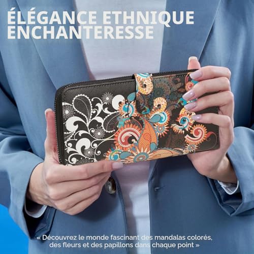 Portefeuille Femme XXL grand format compartiment smartphone noir