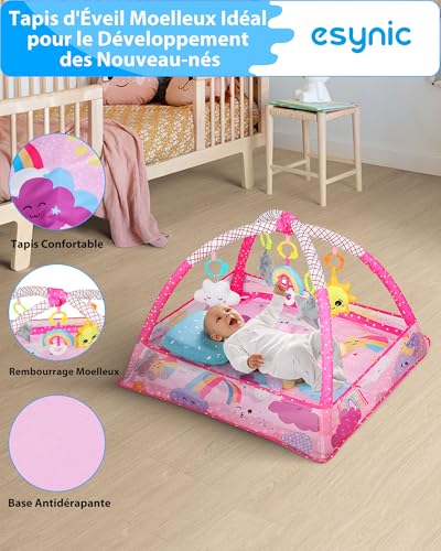 Tapis d'éveil bébé eSynic rose, le cadeau de naissance idéal - 3
