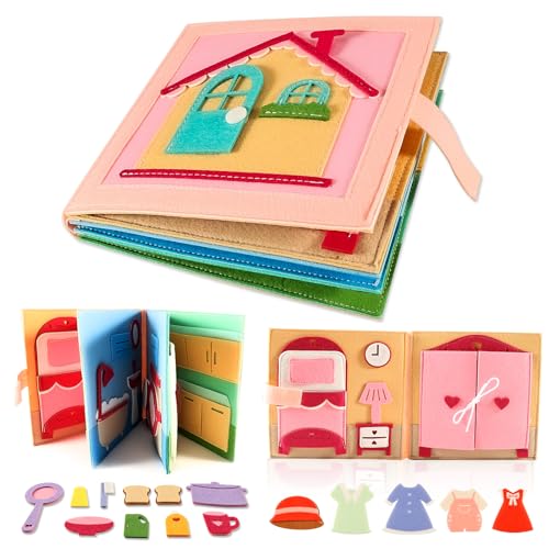 Quiet Book Fattoria 20 In 1 - Busy Board In Feltro Morbido - Giocattolo Montessori Per Bambini 1+ Anno - 4