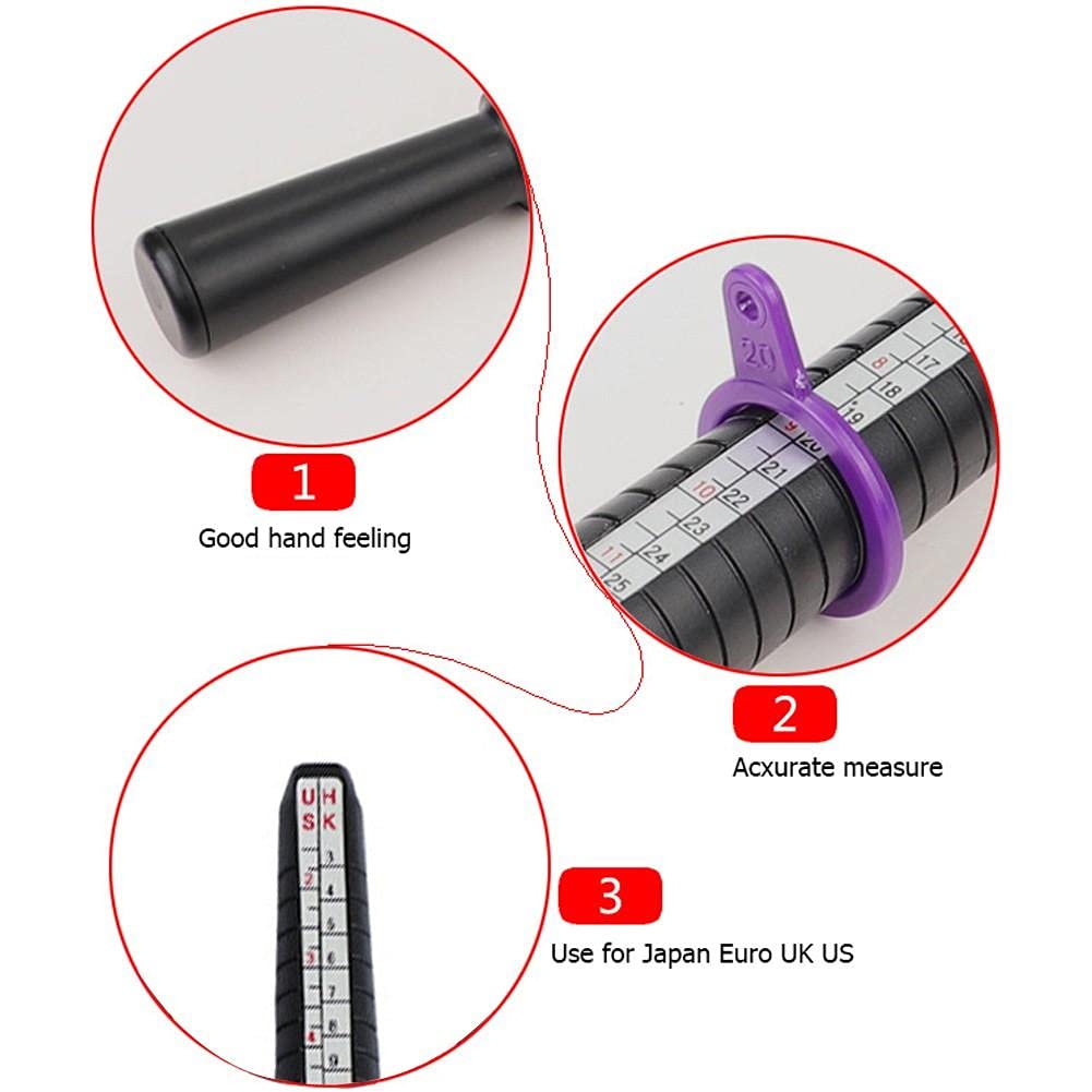 Kit De 4 Mesureurs De Taille De Bague - Compatible Tailles EU/UK/US - Avec Loupe Intégrée Pour Précision