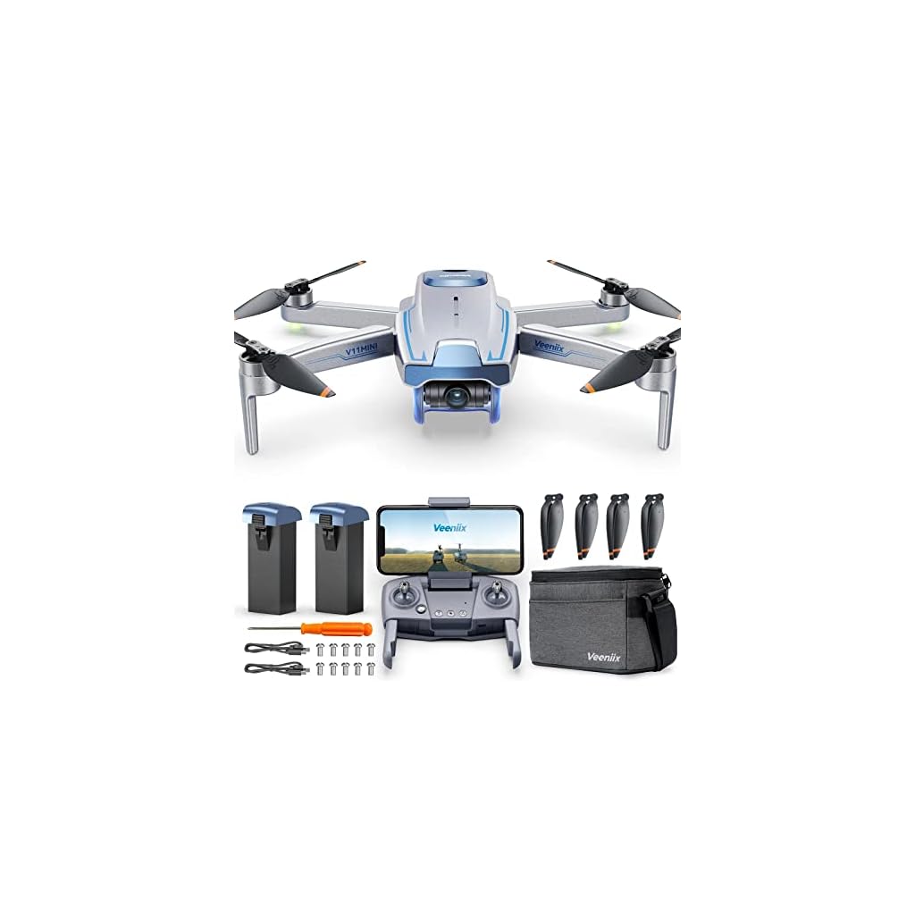 Veeniix-V11MINI-Drones-with-Camera-for-Adults-4K-Under-249g-2-Batteries-60-Min-Flight-Time-GPS-Auto-Return-Follow-Me-Circle-fly-Waypoints-Easy-Foldable-Beginner-Quadcopter-with-Brushless-Motor