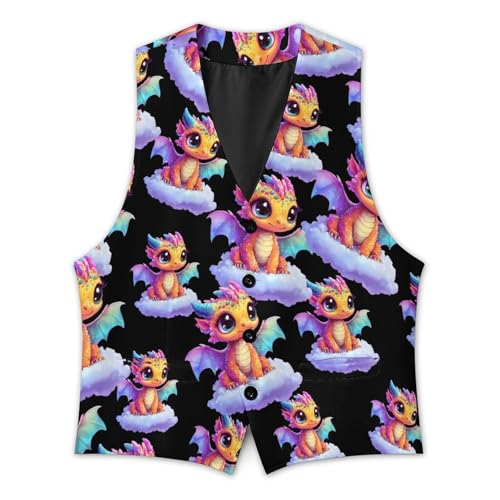 Cute Dragon Trendy Vest Suit for Men V Neck Formal Dress Waistcoat Vests Business Slim Fit2