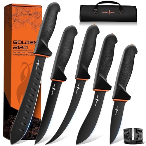 Golden Bird Butcher Knife Roll Set