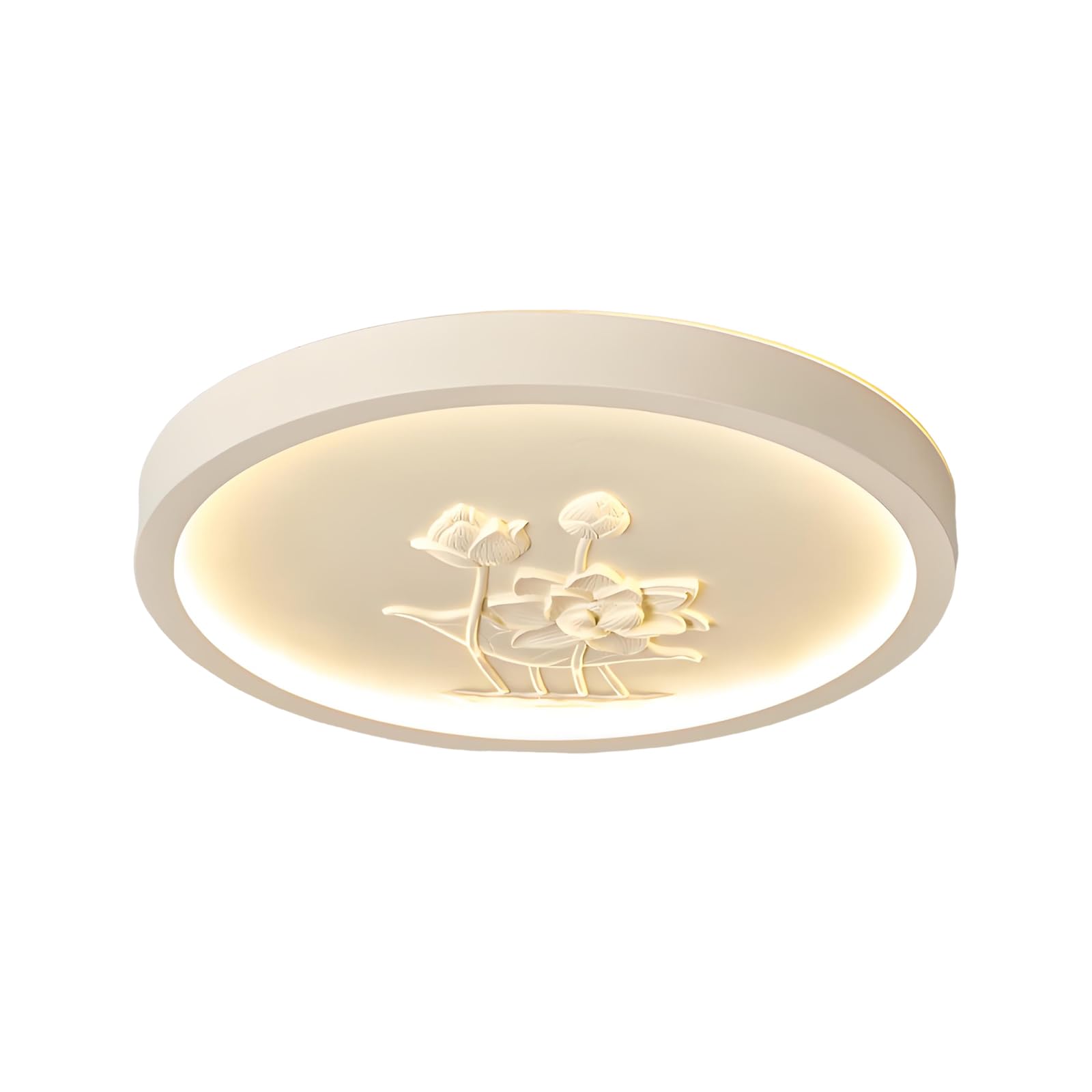 YNVIOZM LED Flush Mount Ceiling Light Fixture with Resin Carved Floral Design, 3 Color Temperatures Adjustable Lighting Fixtures, Modern Ultra-Thin Ceiling Lamp for Bedroom Kitchen