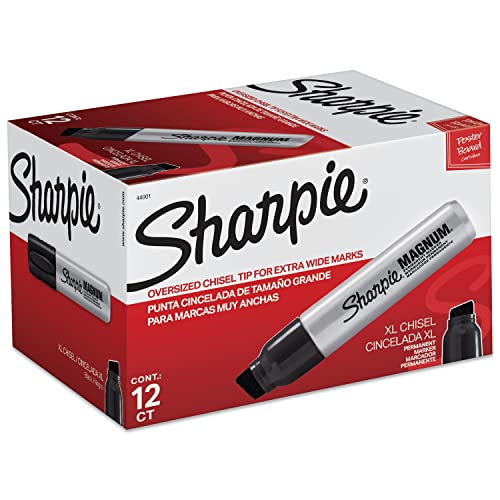 Sharpie Magnum Permanent Markers, Chisel Tip, Black, (Pack of 12)
