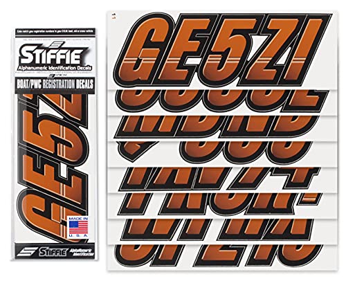 Image of STIFFIE Techtron Rust /Black 3 inch Boat & PWC Registration Decals • Numbers Letters Stickers
