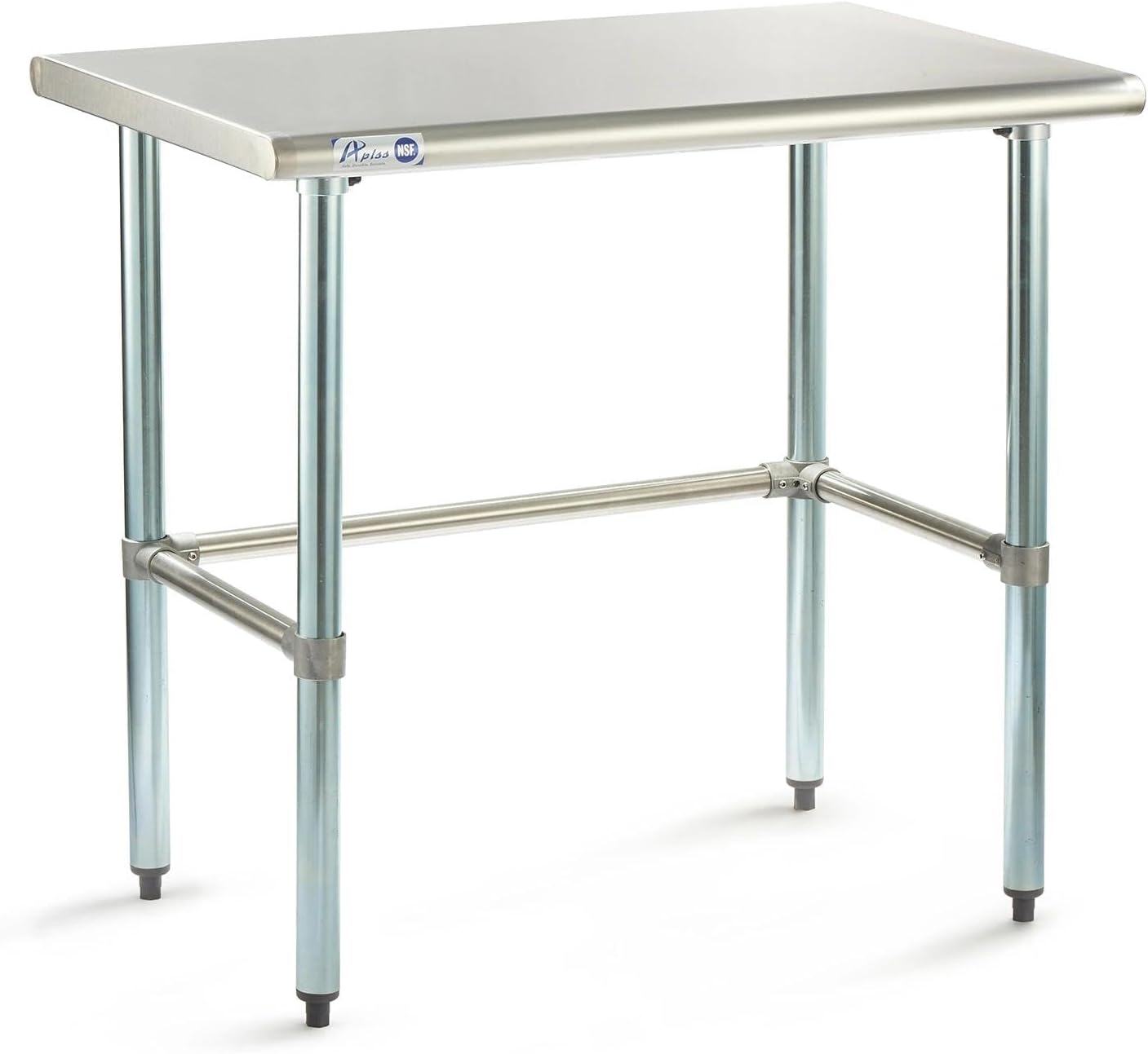 APLSS 304 Stainless Steel Commercial Open Base Work Table with Galvanized Legs, 24" x 36", 18-Gauge, NSF Listed