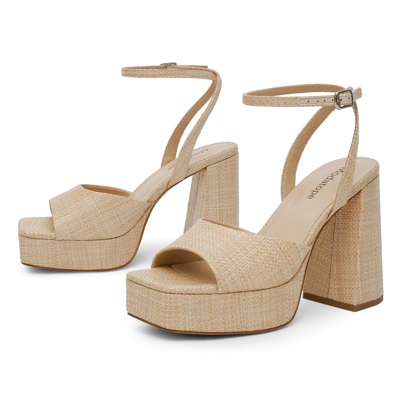 Modatope Platform Heels for Women Platform Sandals Womens Chunky Heel Open Toe Pumps Ankle Strap Womens Wedding Party Pumps Shoes4