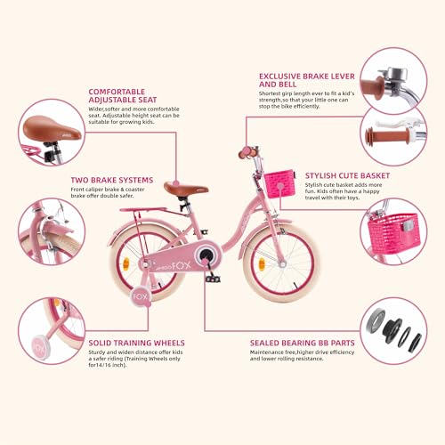 Image of Royalbaby Princess Girls Kids Bike 12 14 16 18 20 Inch Children Bicycle with Basket for Age 3-12 Years