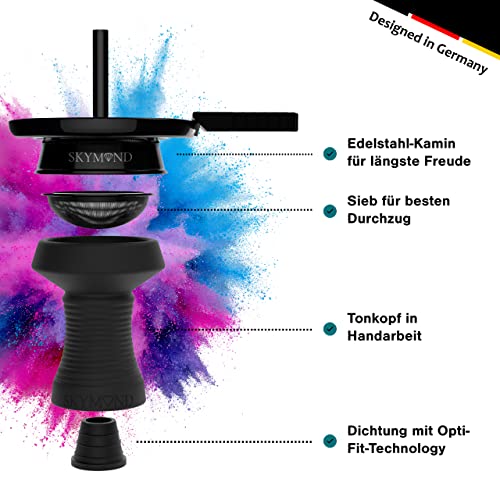 Skymond Shisha Kopf Set mit Sieb, Kopfdichtung und Kaminaufsatz [SpreadHeat-Technology für bessere Hitzeverteilung… – Bild 7
