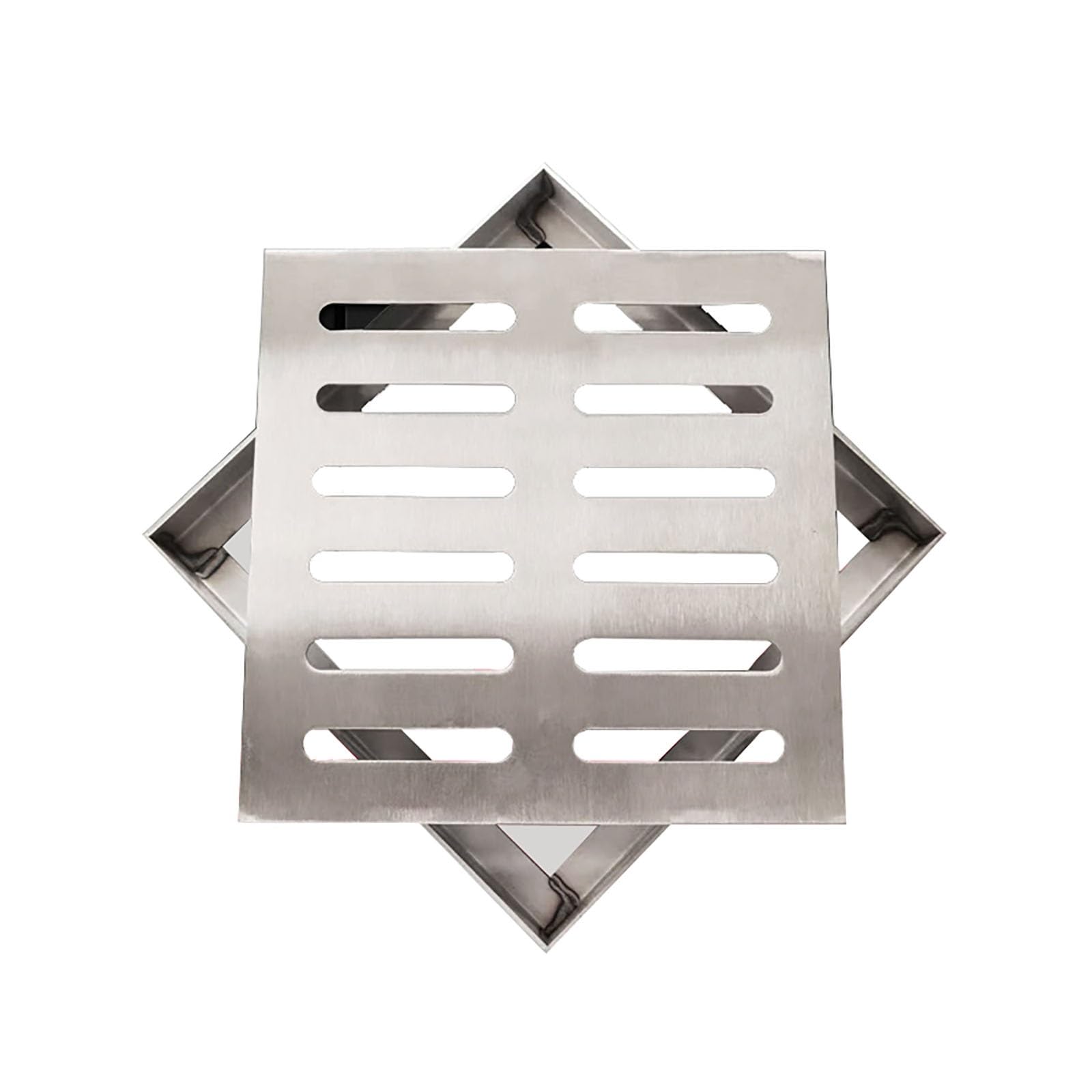 NURUGURE 304 Stainless Steel Square Drain Cover with Frame 10cm 3 9 10in with Removable Grate and Frame for Driveway Garage Yard Floor Use