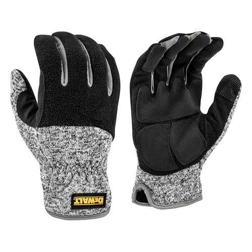 DEWALT DPG751 Unisex Padded Palm Fleece Slip-On Cold Weather Glove with Touchscreen - Black/Gray - Size Medium