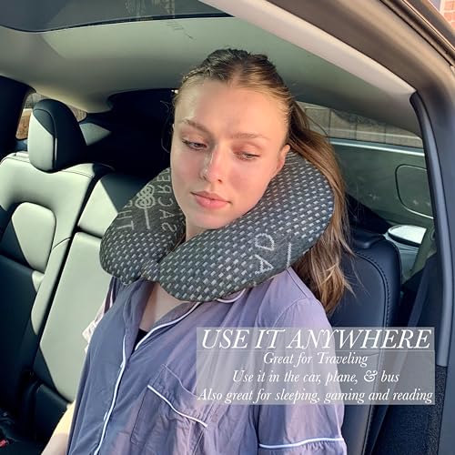 Travel Pillow - Head & Neck Support Pillow for Traveling, Great for Airplanes, Cars, Buses, and Trains - U-Shaped Pillow - Cooling Rayon Made from Bamboo Cover - Image 5