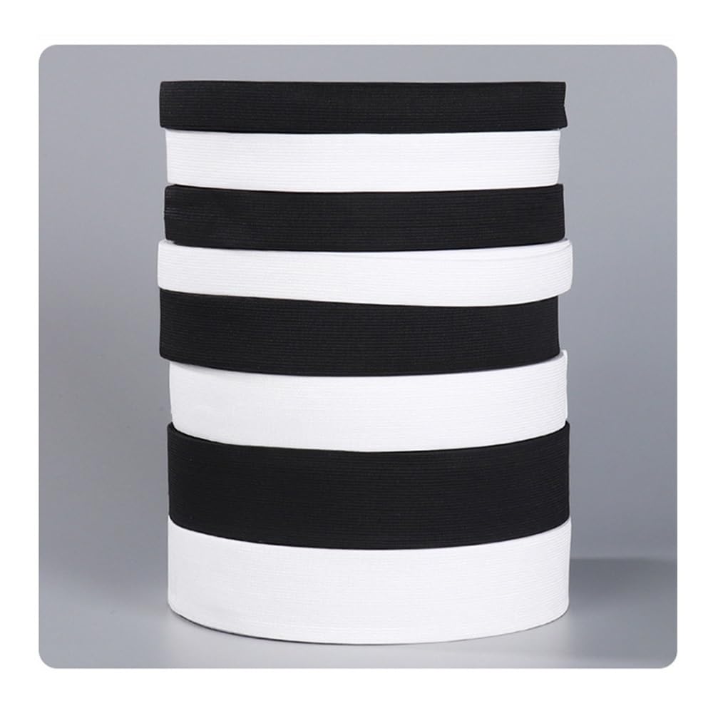 Banda elástica de ganchillo en blanco y negro de varios tamaños, de látex de alta elasticidad, banda elástica de punto, banda elástica de goma, accesorio de costura (blanco, 10 m_40 mm)