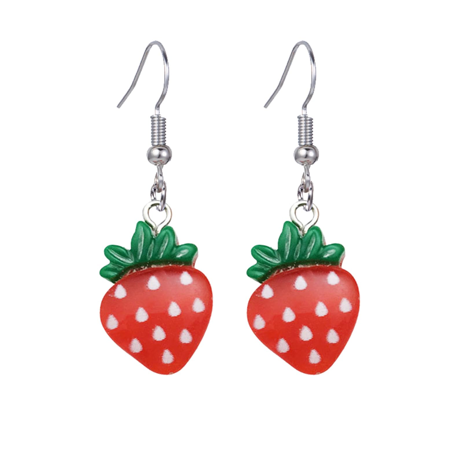 coadipress Strawberry Drop Dangle Earrings for Women Lifelike Simulated Strawberry Earrings Cute Red Resin Fruit Drop Earring