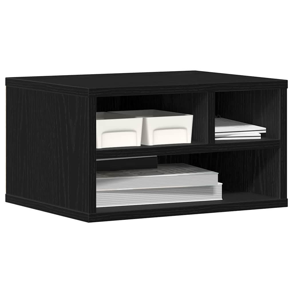 Supporto per stampante, nero, effetto rovere, in legno, 40 x 32 x 22,5 cm, per stampanti, accessori, spazio di archiviazione, tavolo stabile per ufficio e home office