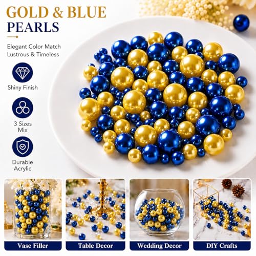 Cuentas para velas flotantes y centros de mesa de boda con perlas decorativas UDU azul 5