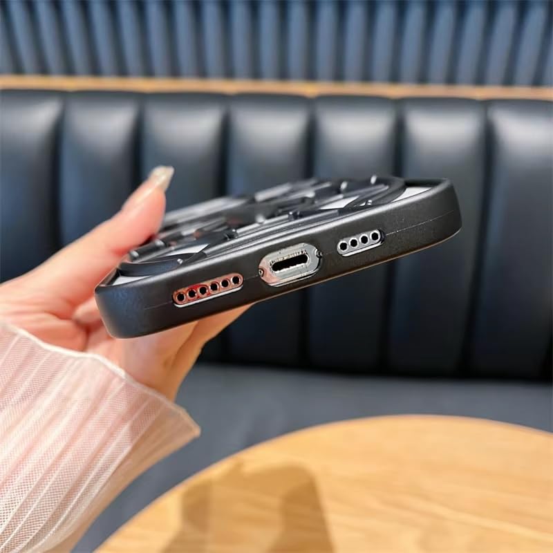 Image of COVERLY for iPhone 15 Pro Max Spidey Web Silicone 3D Cartoon Clear Phone case, Full Protection Minimal Hollow Out Electroplated Heat Dissipation Mobile Back Cover for Apple iPhone 15 Pro Max (Black)