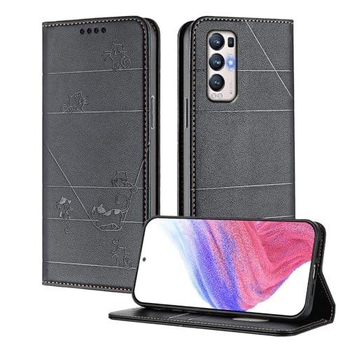 XINYEXIN Funda para OPPO Find X3 Neo, Carcasa Tipo Libro de Piel PU con Bloqueo RFID, Soporte, Ranuras para Tarjetas, Protección Completa - Negro