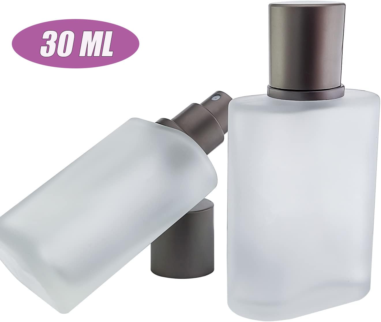AKOAK Nachfüllbare Parfümflasche 30 Ml – Mattierte Glasflasche Mit Sprühkopf, Grau, Für Unterwegs