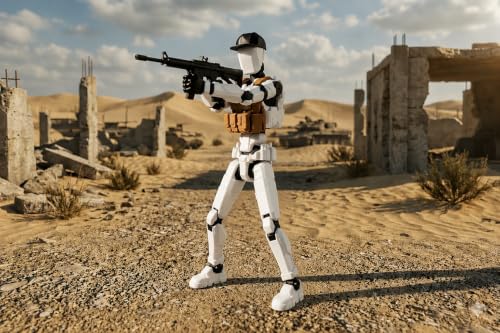 Image of (Do it Yourself) Action Figure Toys,DIY Assembly Dummy 13 Action Figures,Articulated Joints Robot,Gift Idea for Teens & Adults for 14+ (Soldier White, Soldier White)