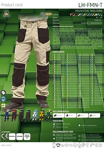 Foto von Leber&Hollman LH-FMN-T_SBP50 Formen Schutzhose, Steel-Black-Orange, Größe 50, Höhe 170-176cm, Brustumfang 100-104cm, Taillenumfang 88-92 cm