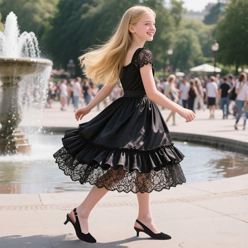 PANDANINJIA Girls Dress Shoes Kitten Heels Sandals Closed Pointed Toe Slingback Flower Girl Little Big Kid Wedding Party School Pumps Shoes2