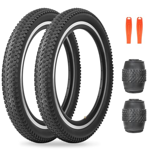 MEGHNA 24 inch Foldable Mountain Bike Tire, 24 x 2.125 inch (57-407), Anti-Slip Tread, Black, 2 Tires