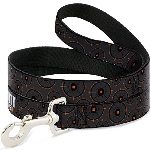 Correa para Perro Call of Duty Black Ops III Target Gris Naranja Negro Blanco 6 pies de Largo 0.5 Pulgadas de Ancho