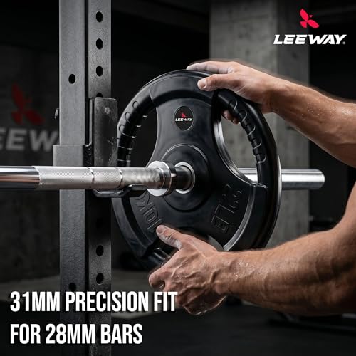 Image of LEEWAY Rubber Weight Plates (7.5kg x 2) | 31mm Dia | Rubber Coated Metal Integrated Weights for Barbell Rod | Standard Rod Compatible Dumbbell Spare Gym Weight Plates for Home Gym Equipment Workout (7.5kg Pair)