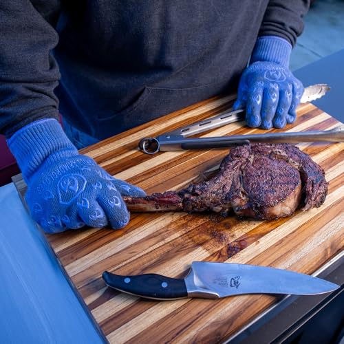 Image of Grill Armor Oven Gloves with Fingers - Extra Long Cuff, 932F Heat, Fire & Cut Resistant Mitts for BBQ, Grill, Cooking, Grilling, Baking & Smoker