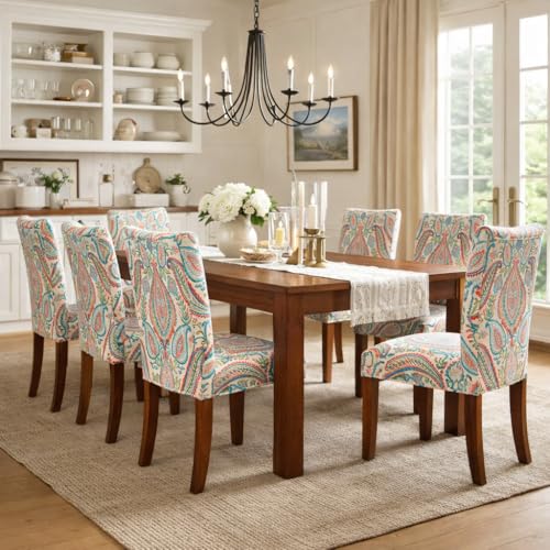 Image of HomePop Parsons Classic Upholstered Accent Dining Chair, Set of 2, Colorful Paisley