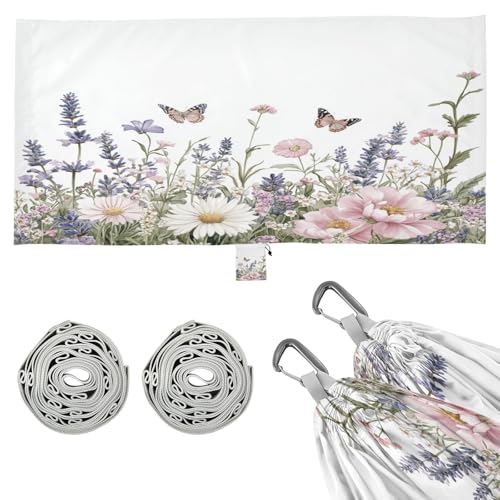 Haskirky Wildflower Butterfly Camping Hammock, Single Portable Hammocks with Tree Straps & Attached Carry Bag, 330Lbs Capacity Perfect for Outside Indoor Hiking Beach Backpack Travel