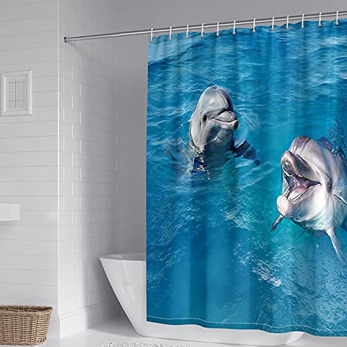 Rideau de douche 180x200cm polyester avec deux dauphins KnSam - 2