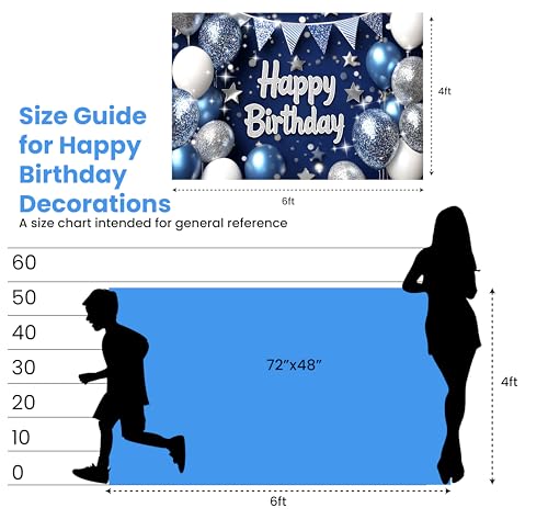 Image of Blue Happy Birthday Banner for Men 6x4ft Blue Happy Birthday Decorations for Men Happy Birthday Backdrop Decoracion De Cumpleanos Para Hombre Feliz Cumpleanos Decoracion Happy Birthday Sign