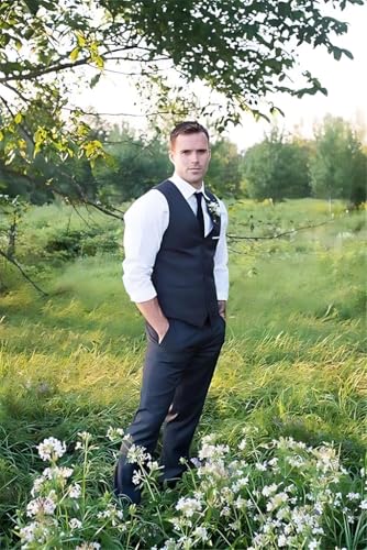 Men's Mens 2 Piece Vest and Pants Set Suits Set Grooms Tuxedos Formal Business Wedding Prom Party Suit2