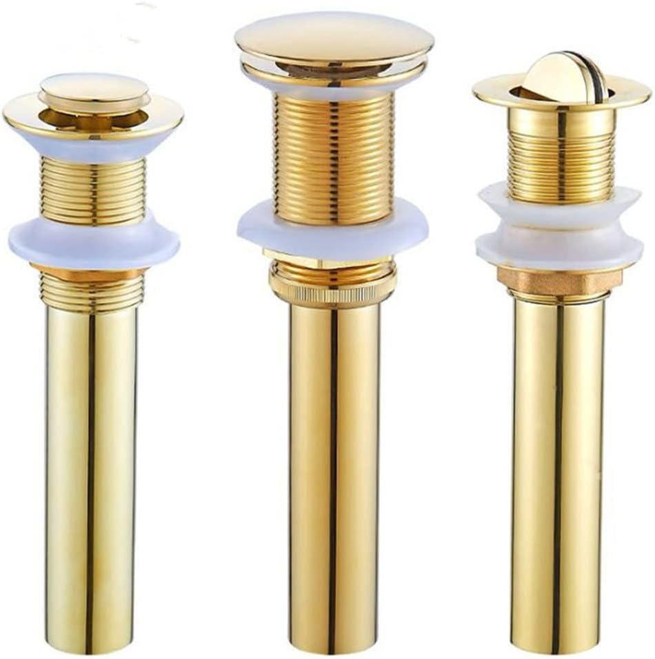 Bathroom Basin Drain Strainer Golden Plated Sink -up Drainer with/Without Overflow Bathroom Accessories(Black)