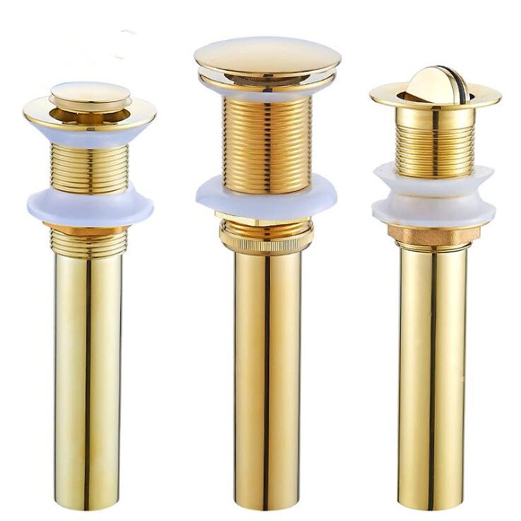 Italiano: Drenaggio del lavandino del Bacino del Bagno Drenaggio a -up del lavello Placcato Dorato con/Senza Accessori del Bagno di Overflow(3-Pack)