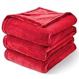 BEDELITE Fleece Blanket Red Full Blankets for Couch & Bed, Luxury Plush Cozy Fuzzy Blanket 84' x 90', Super Soft Warm Lightweight Throw Blanket for Travel Camping