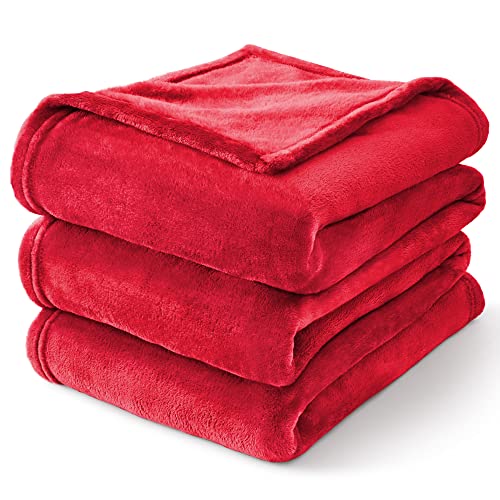 Image of BEDELITE Fleece Blanket Red Full Blankets for Couch & Bed, Luxury Plush Cozy Fuzzy Blanket 84 inch x 90 inch, Super Soft Warm Lightweight Throw Blanket for Travel Camping