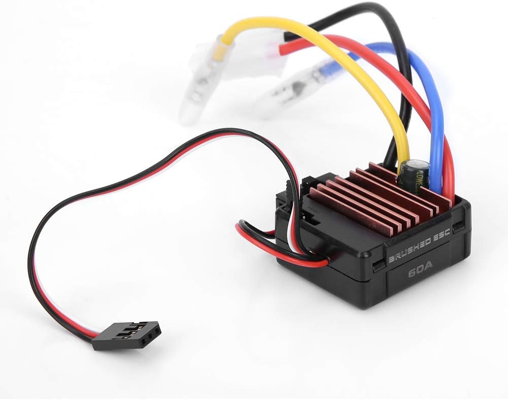 60A RC Brushed Electronic Speed Controller, Compatible with Brush Motor, Powerful Start-Up and Acceleration for 1/10 RC Car