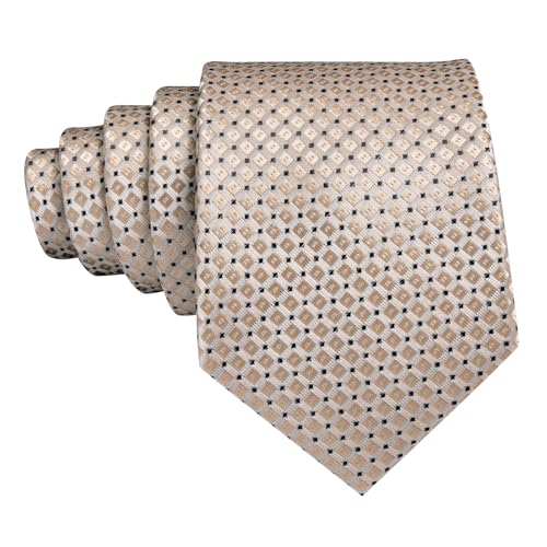 Image of YOHOWA Men Plaid /Striped Ties Set Silk Business Wedding Formal Fashion Necktie and Pocket Square Cufflinks Set