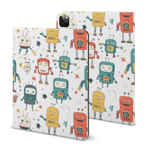 Étui iPad Pro 11 robot coloré idéal au bureau ou en cours avec rangement stylet