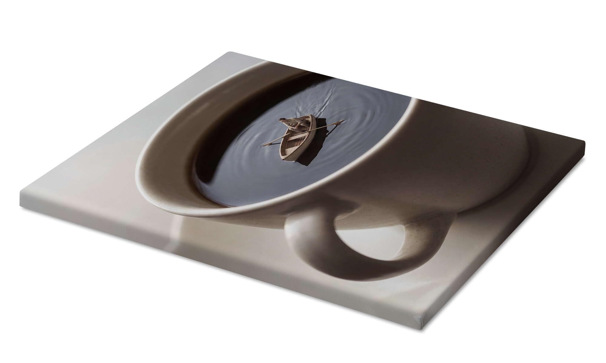 Posterlounge Boat Trip In the Coffee Cup Stampa su tela | 70 x 90 cm di Andreas Magnusson Beige Quadri Decorazione per pareti