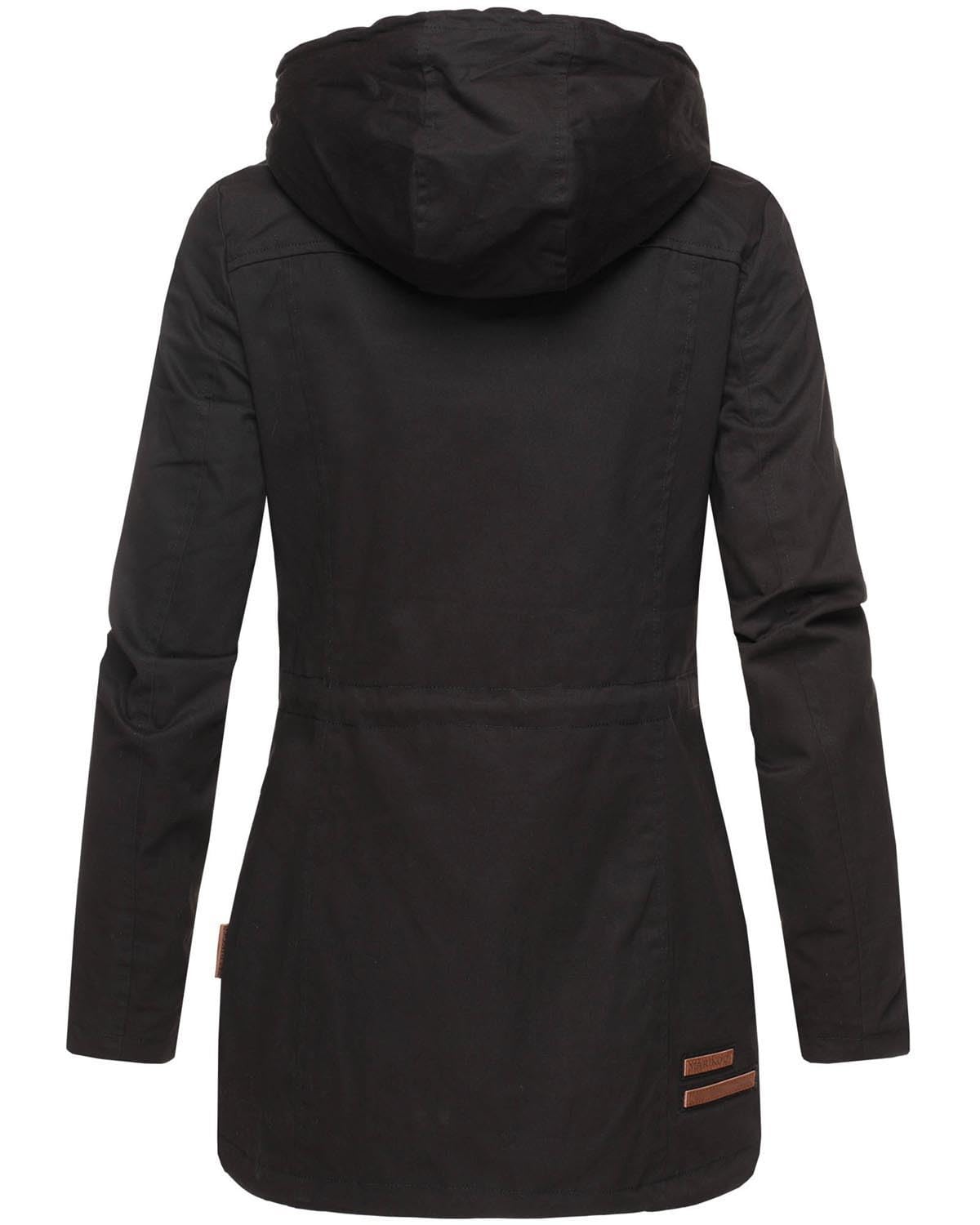 MARIKOO Damen Jacke Frühling Übergangsjacke leicht Parka Mantel Kapuze B690